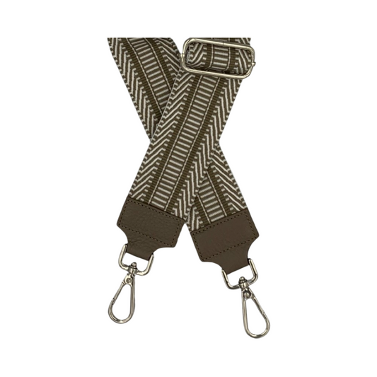 Schulterriemen für Taschen Farbe Taupe / Weiss - Silber