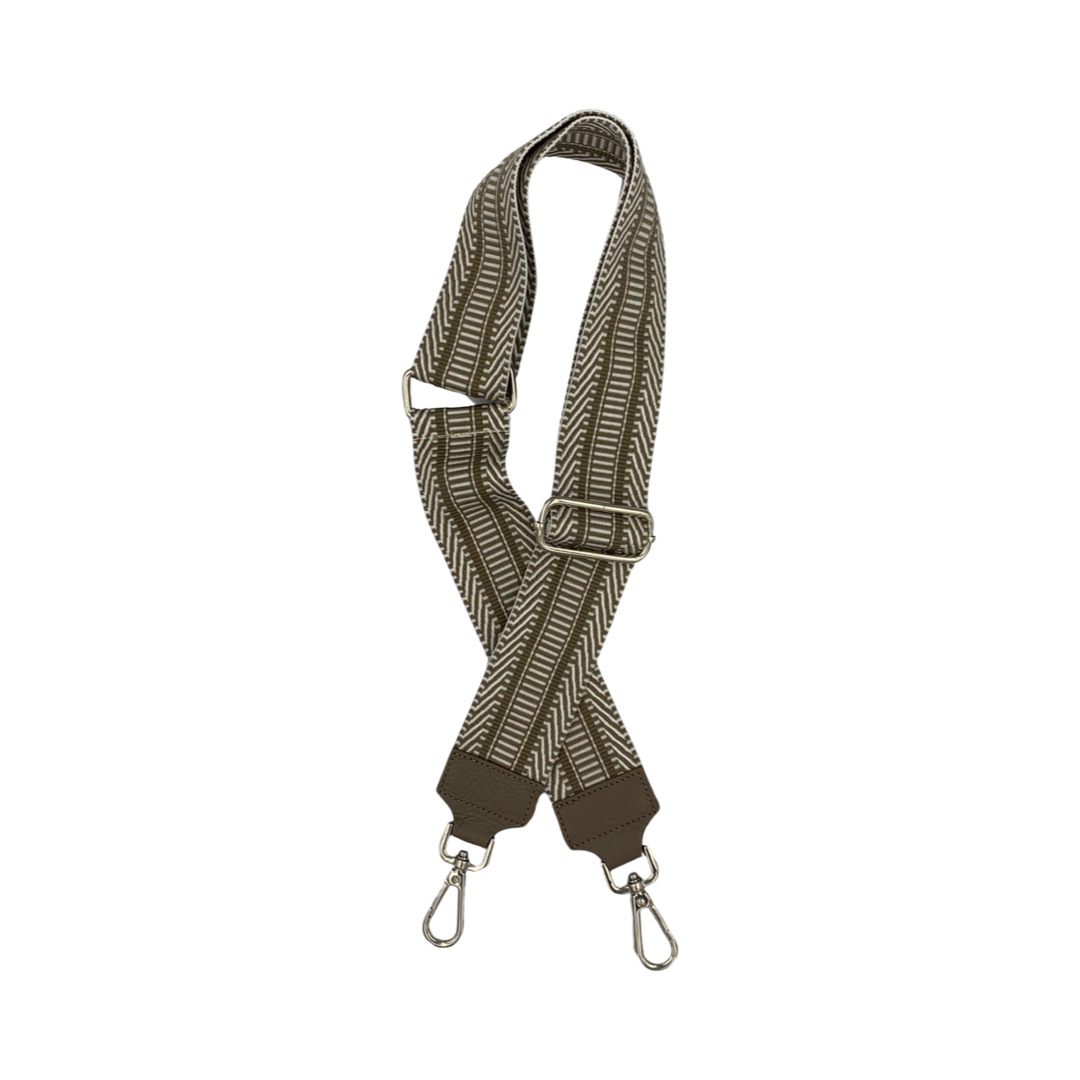 Schulterriemen für Taschen Farbe Taupe / Weiss - Silber