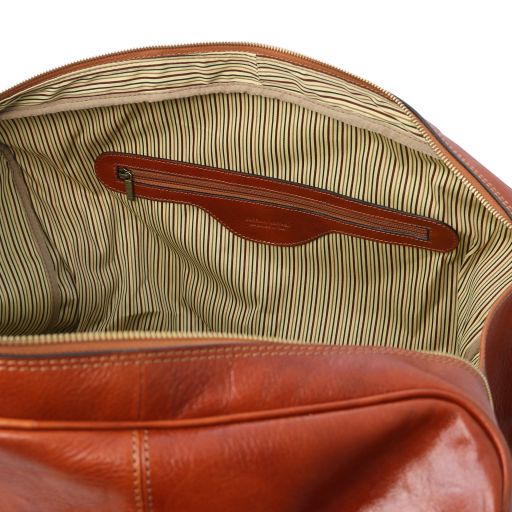 TL Voyager Reisetasche Leder Vorderfach Dunkelbraun