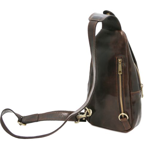 Kevin - Brusttasche aus Leder Dunkelbraun