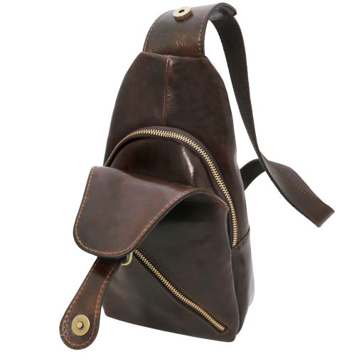 Kevin - Brusttasche aus Leder Dunkelbraun