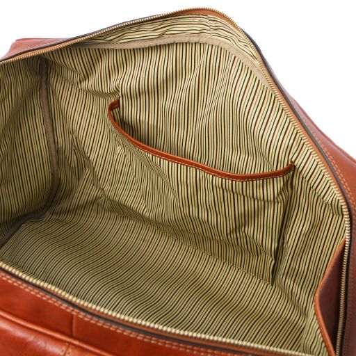 TL Voyager Reisetasche Leder Vorderfach Dunkelbraun