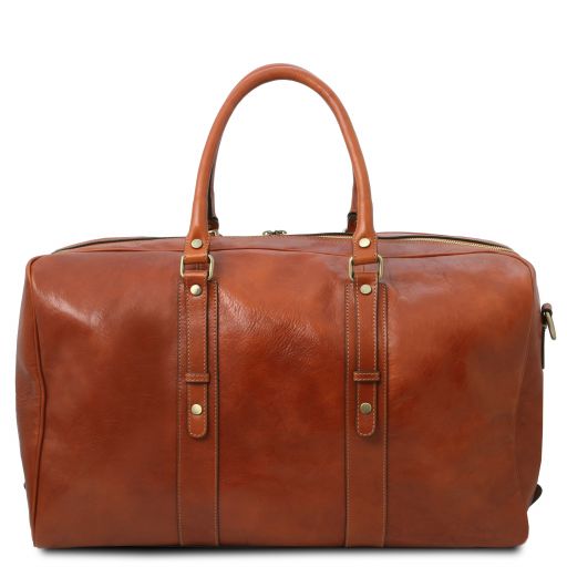 TL Voyager Reisetasche Leder Vorderfach Dunkelbraun