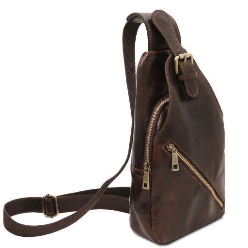 Kevin - Brusttasche aus Leder Dunkelbraun