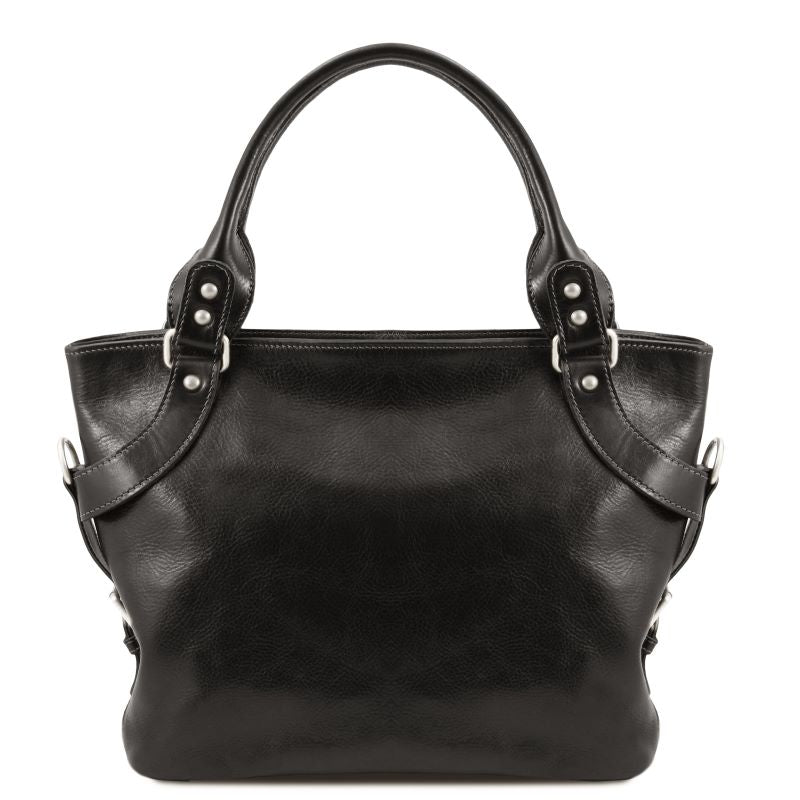 Ilenia - Henkeltasche aus Leder-Schwarz