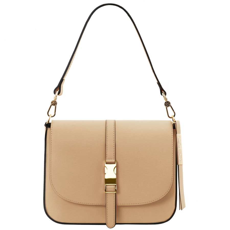 Nausica - Schultertasche aus Leder Champagne