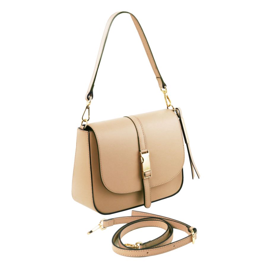 Nausica - Schultertasche aus Leder Champagne