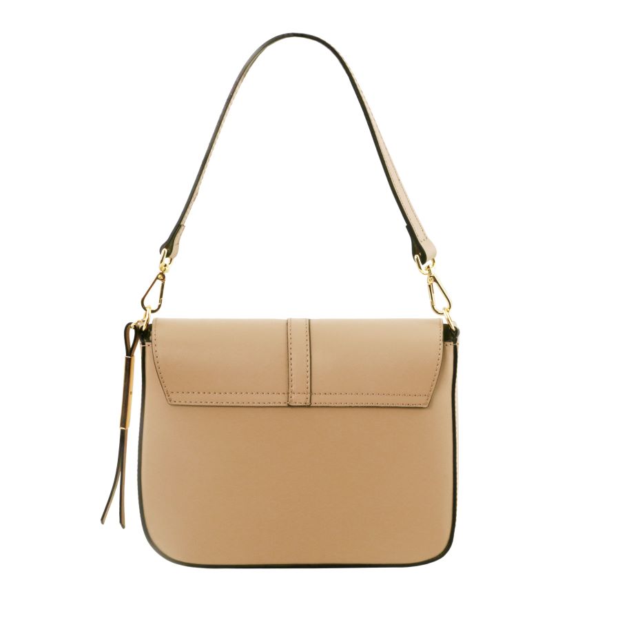 Nausica - Schultertasche aus Leder Champagne