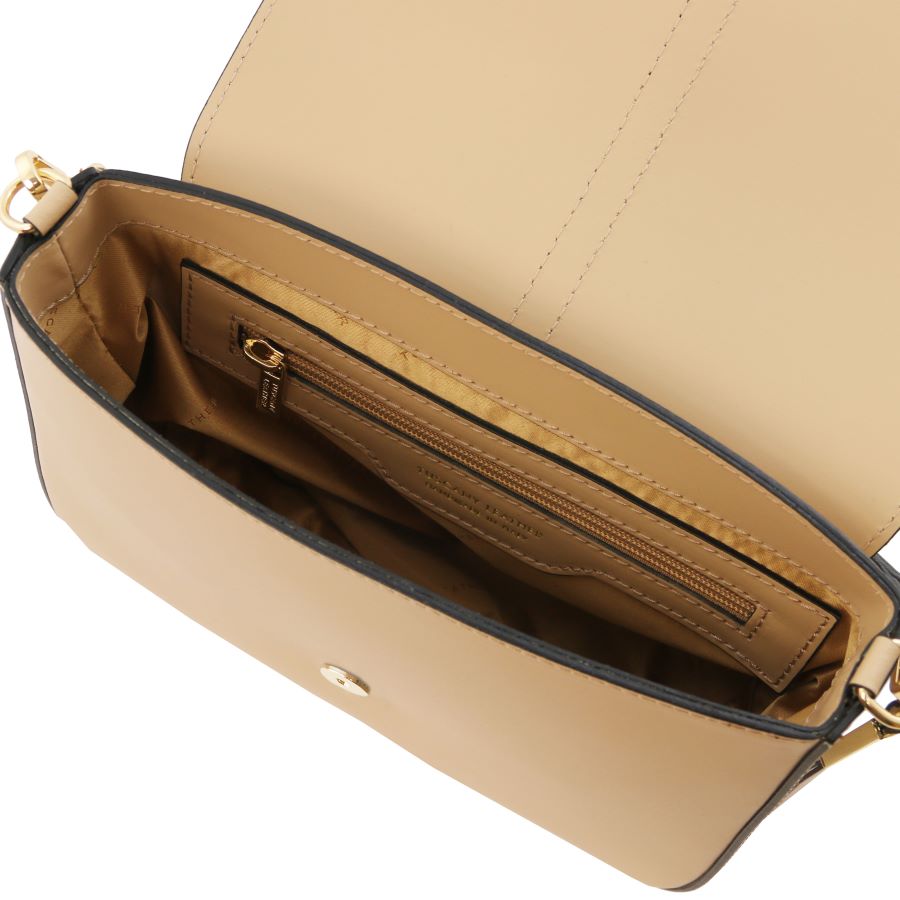 Nausica - Schultertasche aus Leder Champagne