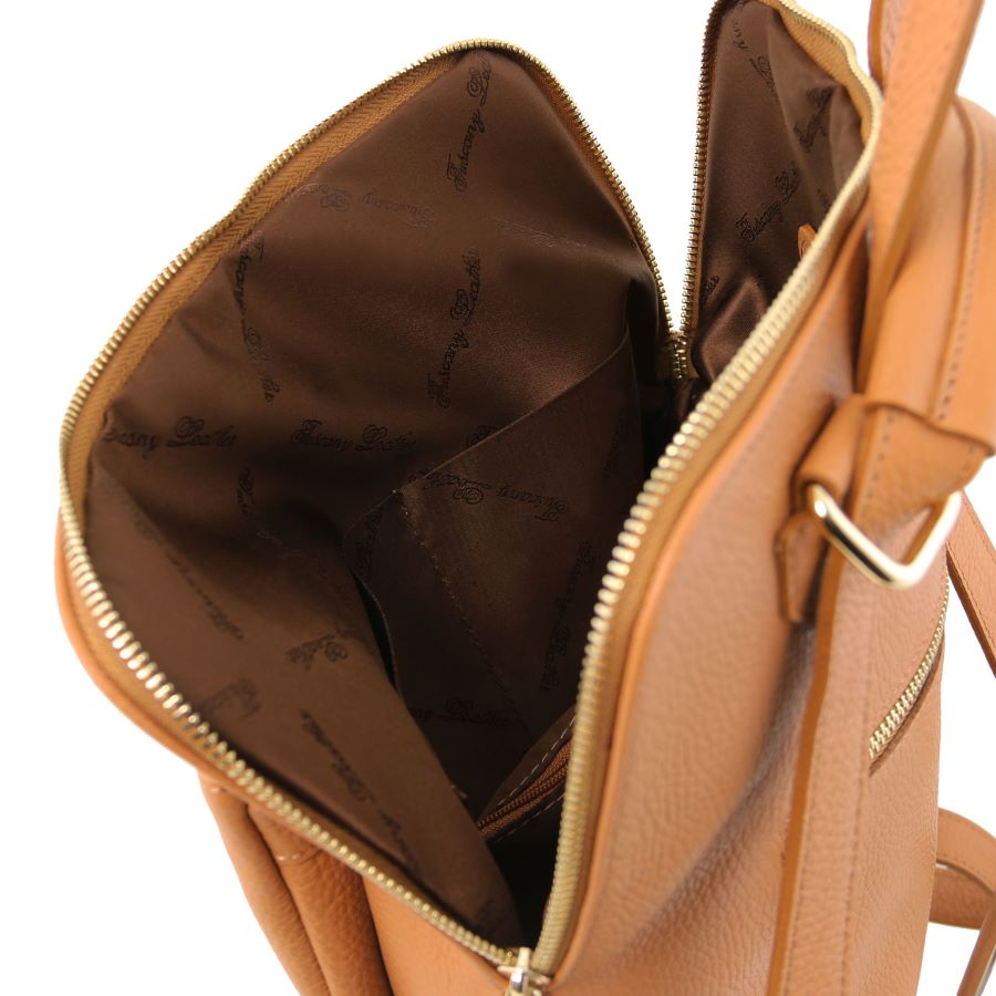 TL Bag - Lederrucksack aus weichem Leder Cognac