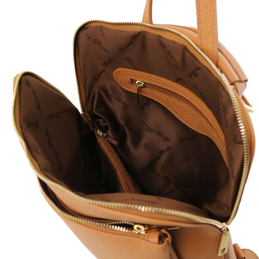 TL Bag - Lederrucksack aus weichem Leder Cognac