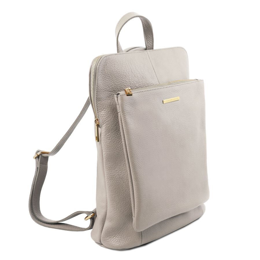 TL Bag - Lederrucksack aus weichem Leder Grau