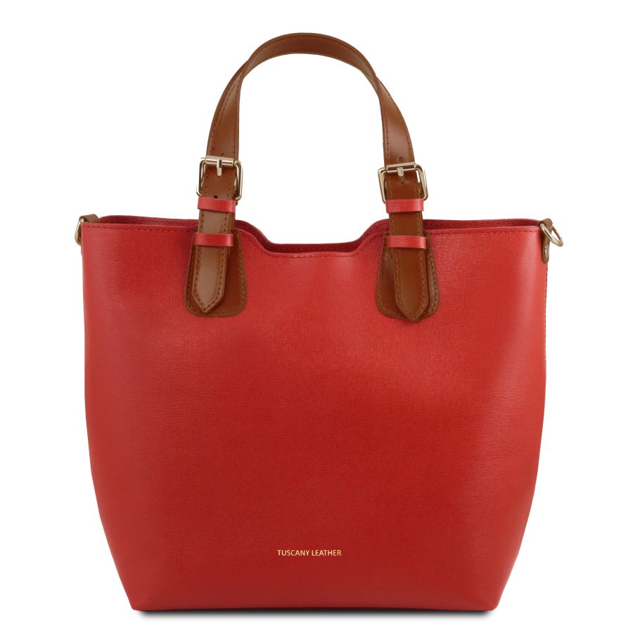 TL Bag - Shopping Tasche aus Saffiano Leder Rot