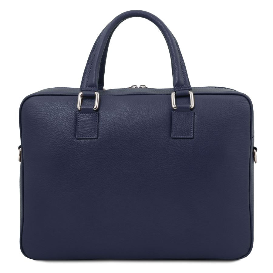 Treviso - Notebook Aktentasche aus Leder Dunkelblau