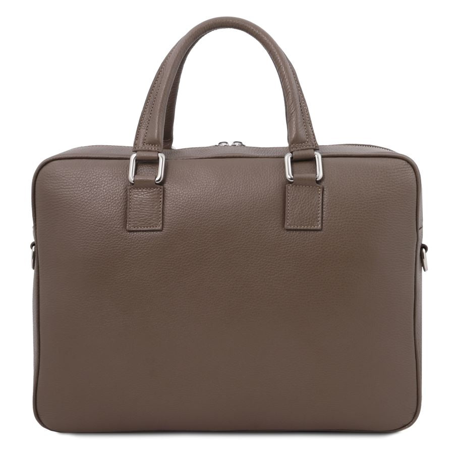 Treviso - Notebook Aktentasche aus Leder Taupe
