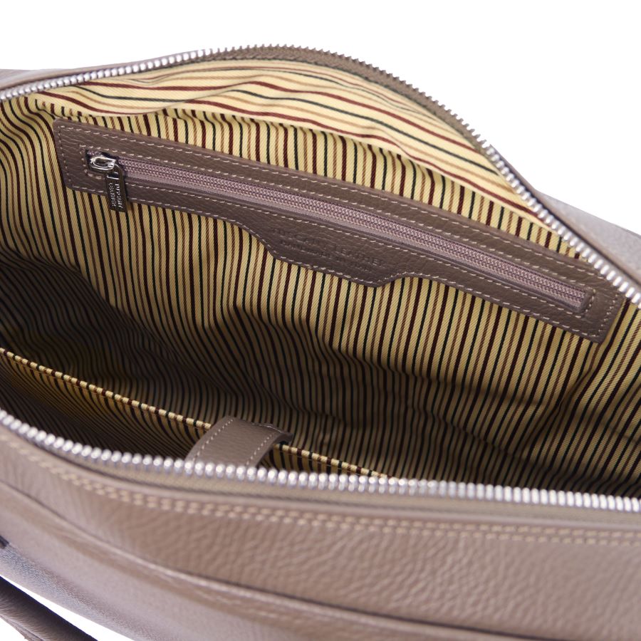 Treviso - Notebook Aktentasche aus Leder Taupe