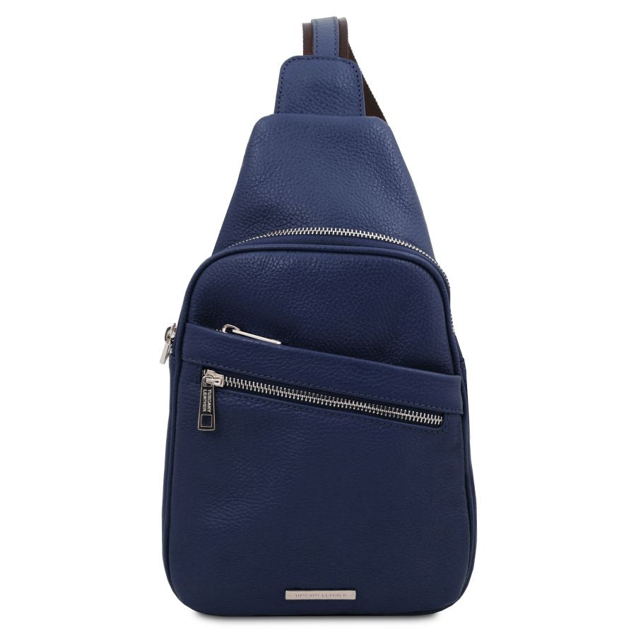 Albert - Brusttasche aus weichem Leder-Dunkelblau