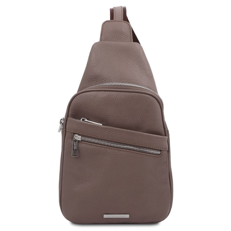 Albert - Brusttasche Leder Grau