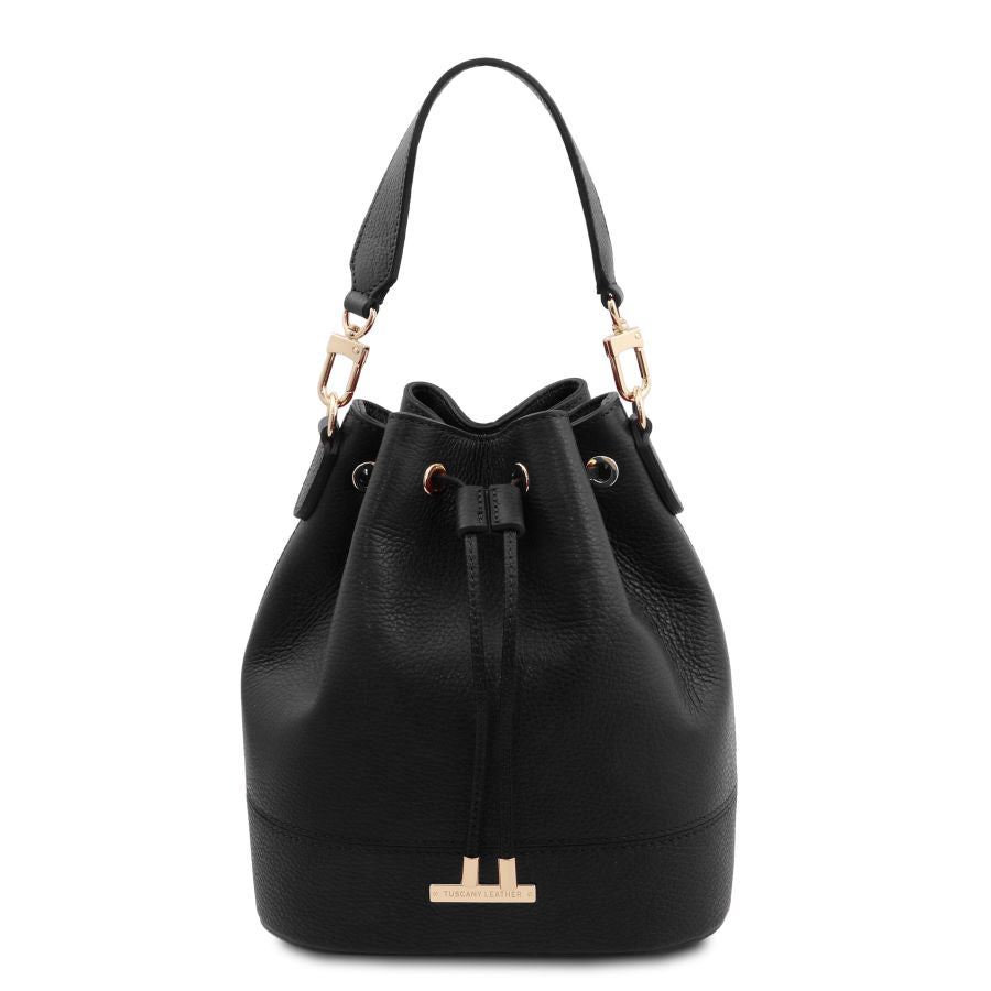 TL Bucket Bag - Beuteltasche aus Leder Schwarz
