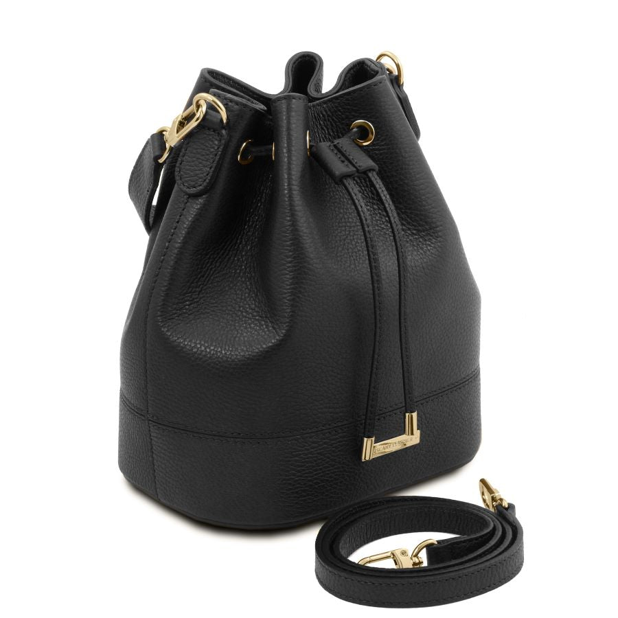 TL Bucket Bag - Beuteltasche aus Leder Schwarz