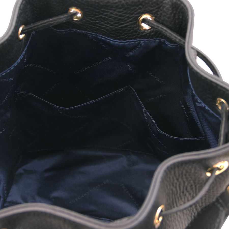 TL Bucket Bag - Beuteltasche aus Leder Schwarz