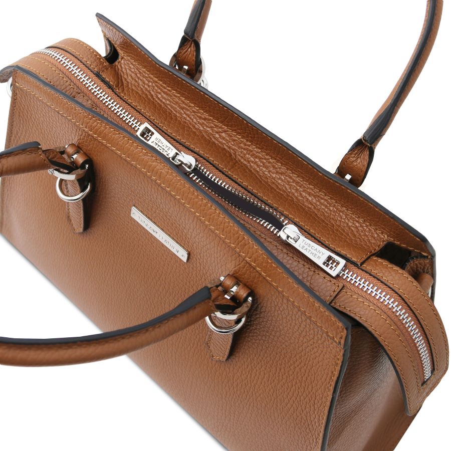 TL Bag - Handtasche aus Leder Cognac
