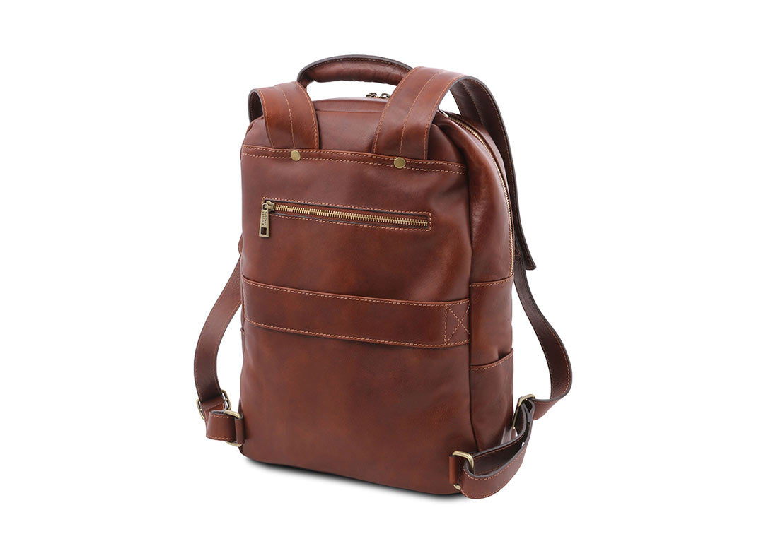 Melbourne - Notebook Rucksack aus Leder Braun