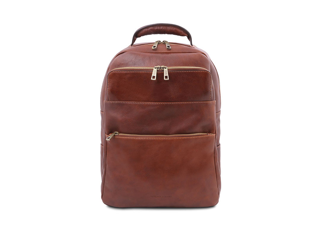 Melbourne - Notebook Rucksack aus Leder Braun
