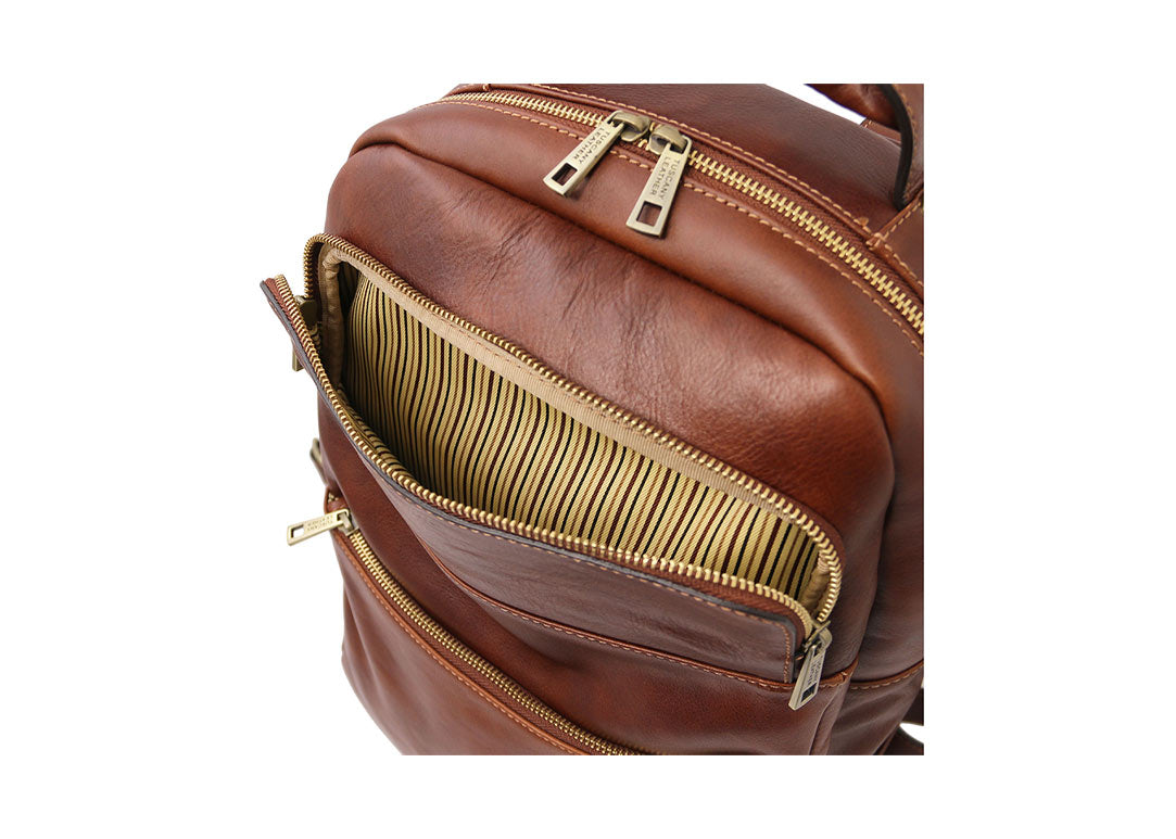 Melbourne - Notebook Rucksack aus Leder Braun