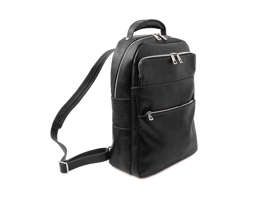 Melbourne - Notebook Rucksack aus Leder-Schwarz