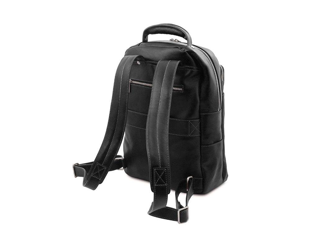 Melbourne - Notebook Rucksack aus Leder-Schwarz