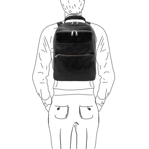 Melbourne - Notebook Rucksack aus Leder-Schwarz