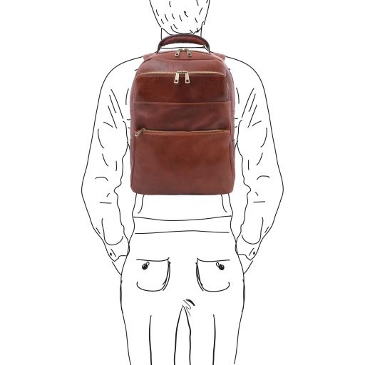 Melbourne - Notebook Rucksack aus Leder Braun