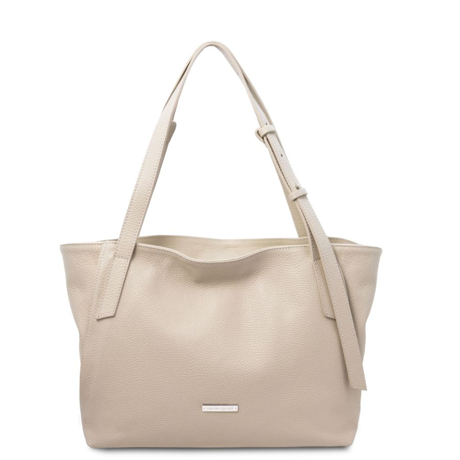 TL Bag - Shopping Tasche Leder Beige