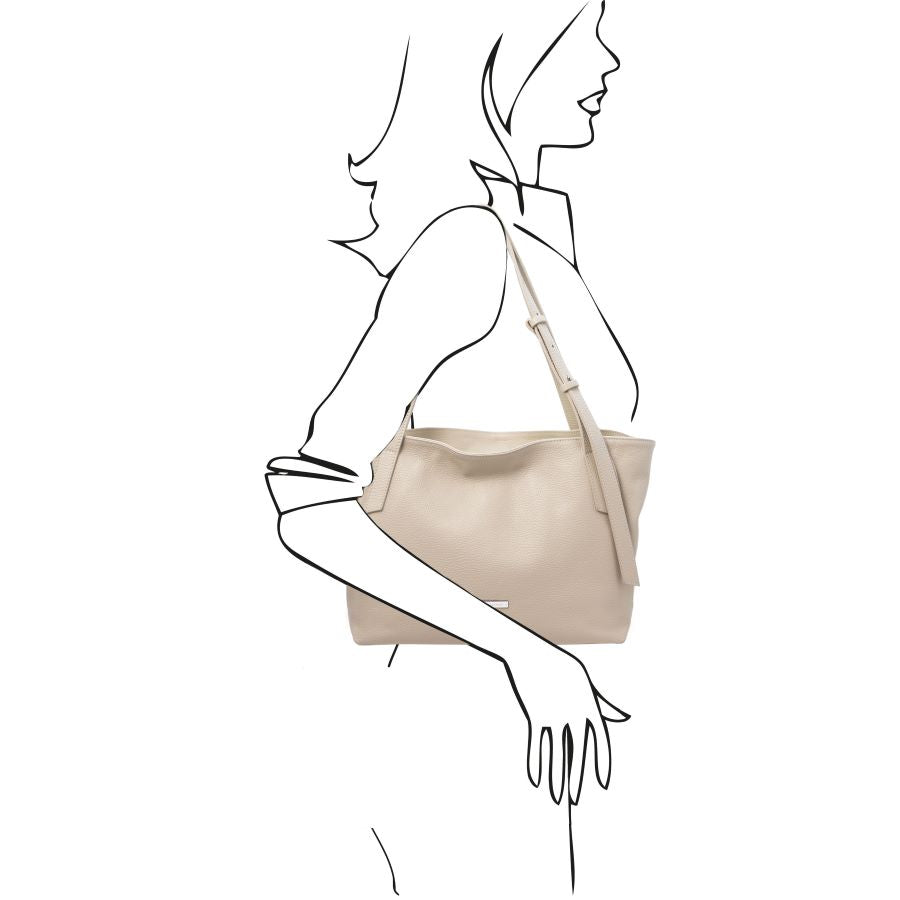 TL Bag - Shopping Tasche Leder Beige