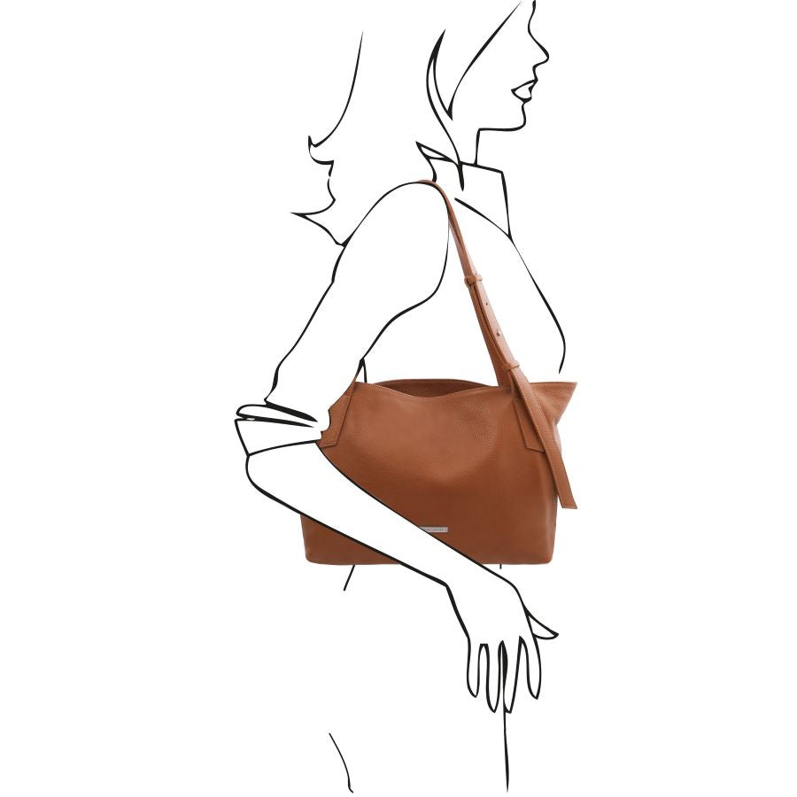 TL Bag - Shopping Tasche Leder Cognac