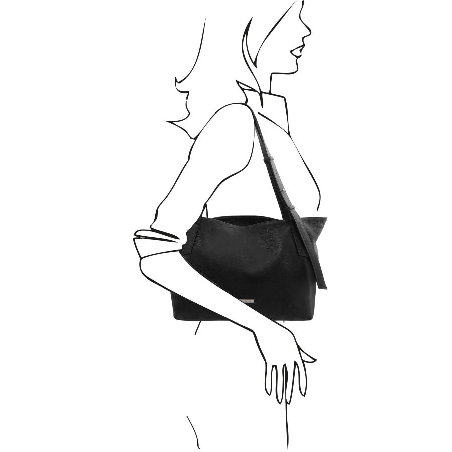 TL Bag - Shopping Tasche Leder Schwarz