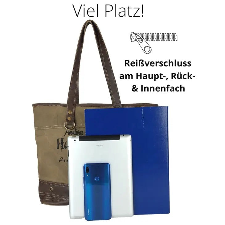 Savoie Vintage Schultertasche aus Canvas und Leder