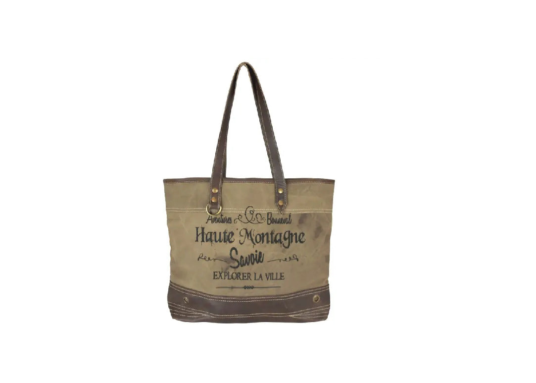 Savoie Vintage Schultertasche aus Canvas und Leder
