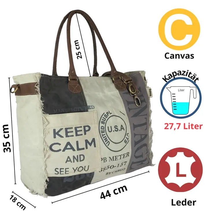 Keep Calm XXL Shopper Tasche Canvas
