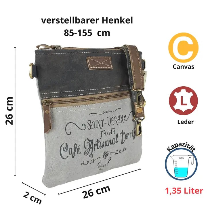 Kleine Vintage Umhängetasche Schultertasche Canvas