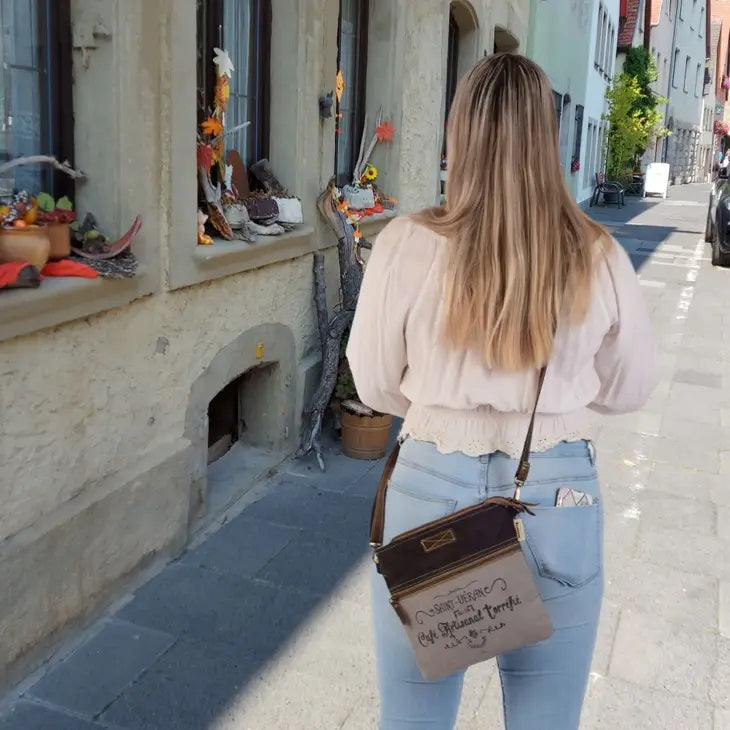 Kleine Vintage Umhängetasche Schultertasche Canvas