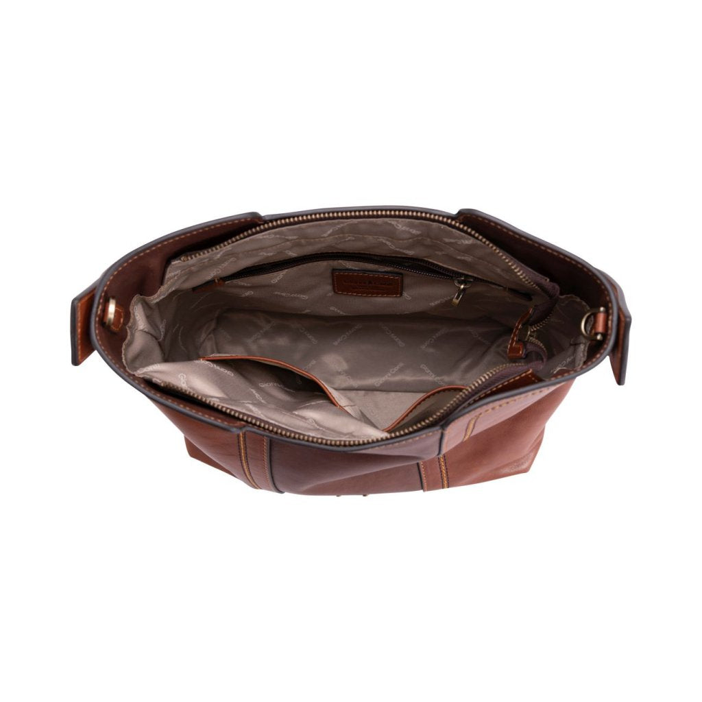 GC Schultertasche Leder Cognac