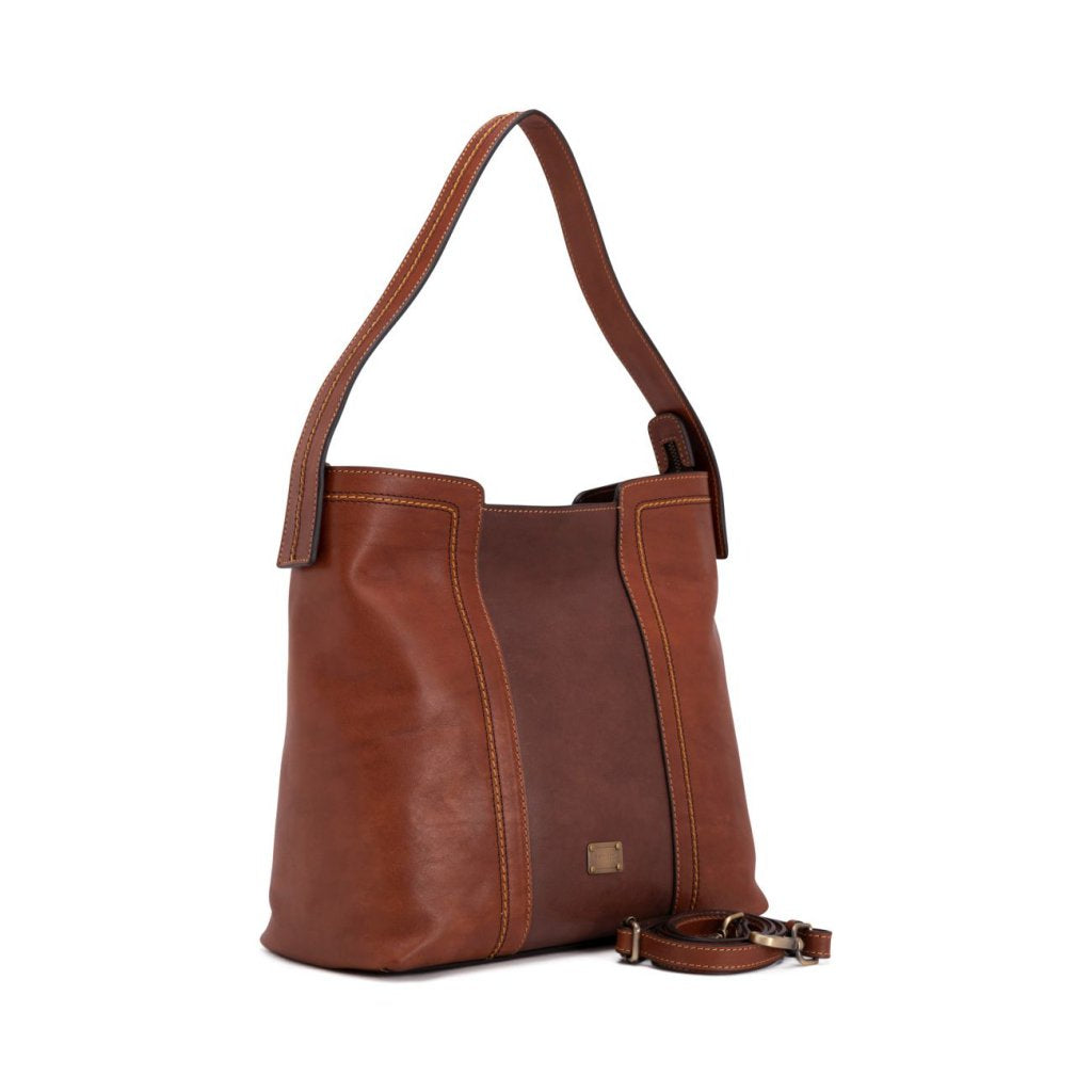 GC Schultertasche Leder Cognac