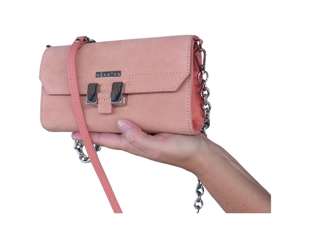 Amal Clutch Umhängetasche Wildleder Coral Maison Heronie