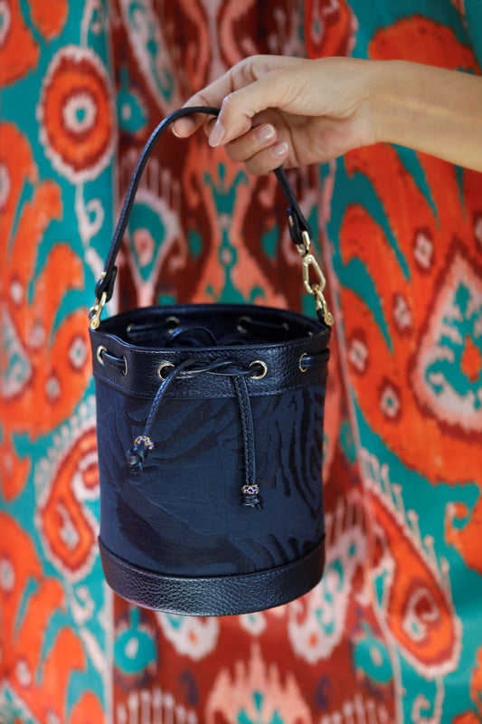 Bucket Bag Mini Leder Marine Connibi