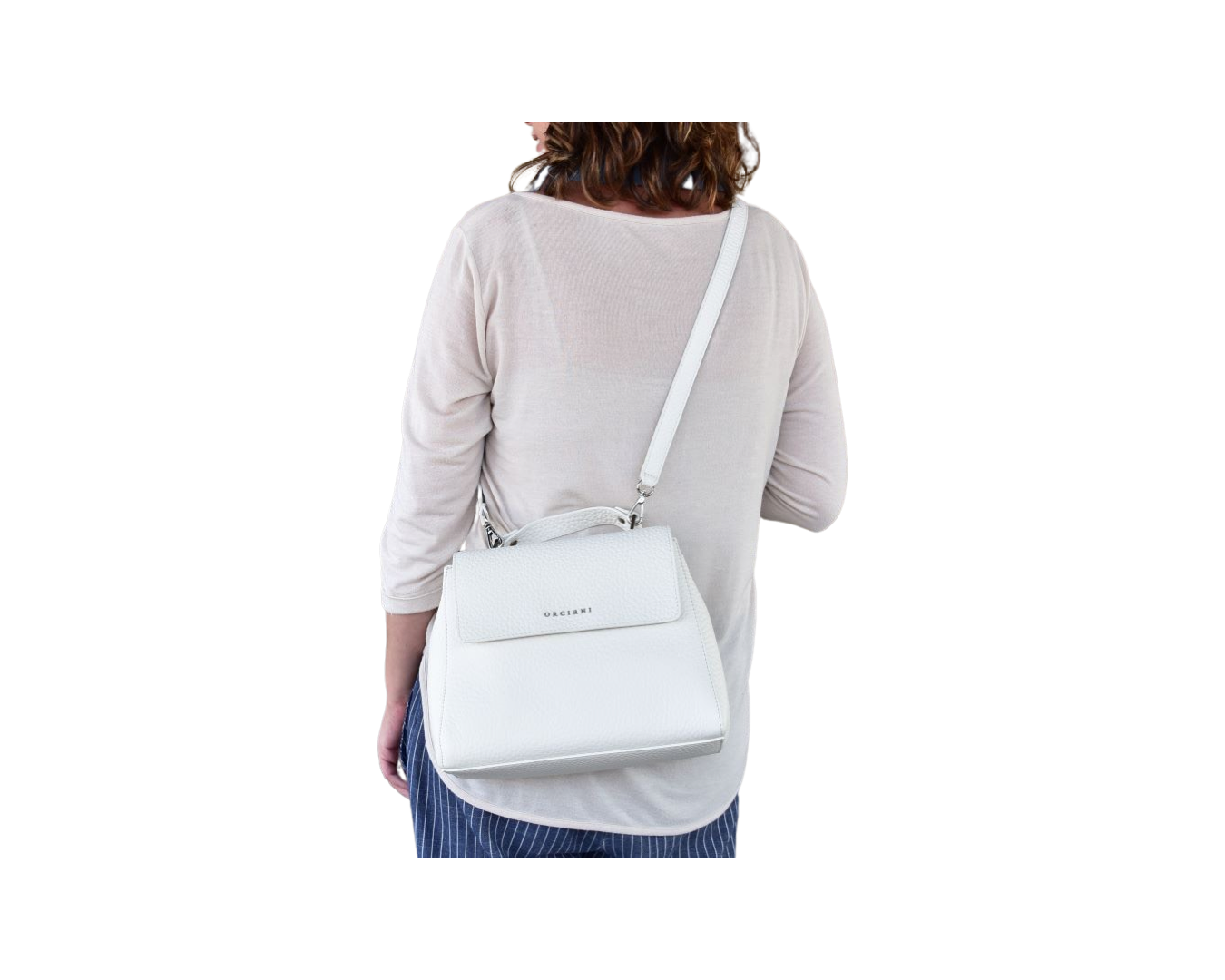 Sveva Handtasche Weiss Klein aus Leder