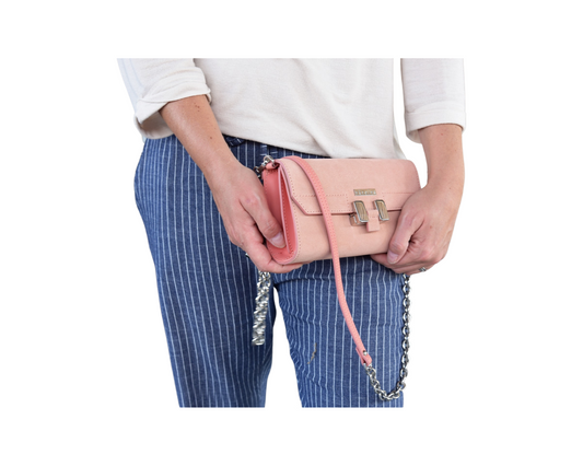 Amal Clutch Umhängetasche Wildleder Coral Maison Heronie