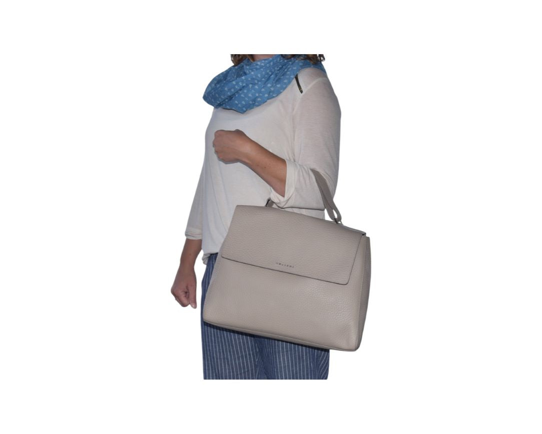 Sveva Schultertasche Beige aus Leder