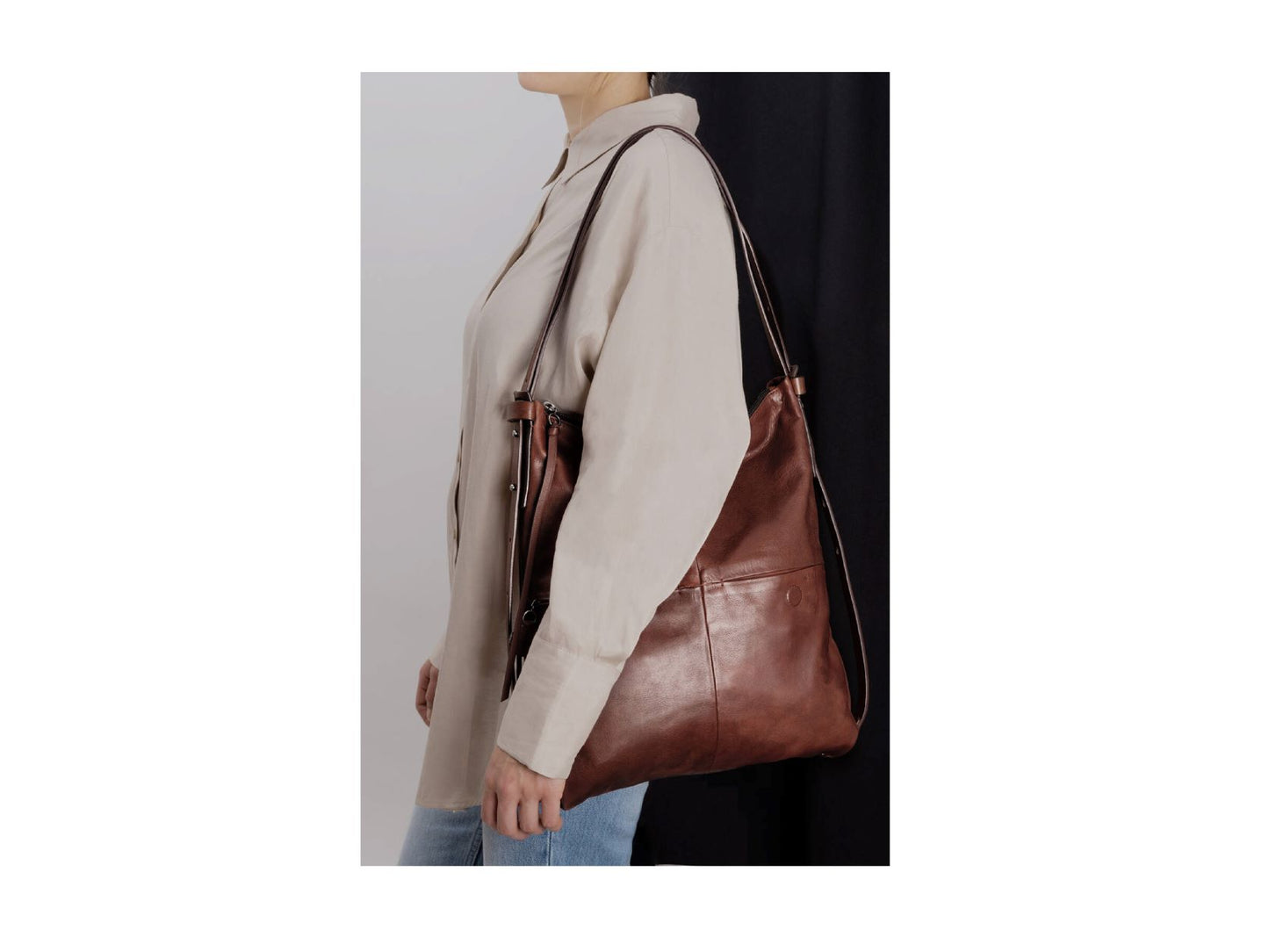 Ample Damen Umhängetasche Leder Braun Ina Kent